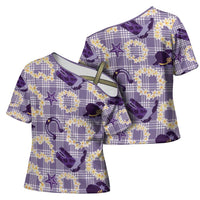 Aloha Hawaii Paniolo Lavender Palaka Cross Shoulder Shirt Coastal Rodeo LT7 - Polynesian Pride
