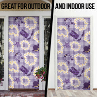Aloha Hawaii Paniolo Lavender Palaka Door Cover Coastal Rodeo - Polynesian Pride