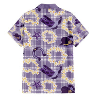 Aloha Hawaii Paniolo Lavender Palaka Family Matching Off Shoulder Maxi Dress and Hawaiian Shirt Coastal Rodeo - Polynesian Pride