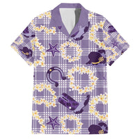 Aloha Hawaii Paniolo Lavender Palaka Family Matching Puletasi and Hawaiian Shirt Coastal Rodeo LT7 Dad's Shirt - Short Sleeve Lavender - Polynesian Pride