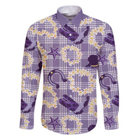Aloha Hawaii Paniolo Lavender Palaka Family Matching Puletasi and Hawaiian Shirt Coastal Rodeo LT7 Dad's Shirt - Long Sleeve Lavender - Polynesian Pride