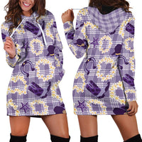 Aloha Hawaii Paniolo Lavender Palaka Hoodie Dress Coastal Rodeo - Polynesian Pride