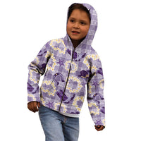 Aloha Hawaii Paniolo Lavender Palaka Kid Hoodie Coastal Rodeo - Polynesian Pride