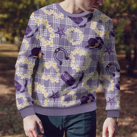 Aloha Hawaii Paniolo Lavender Palaka Ugly Christmas Sweater Coastal Rodeo - Polynesian Pride