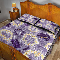 Aloha Hawaii Paniolo Lavender Palaka Quilt Bed Set Coastal Rodeo - Polynesian Pride