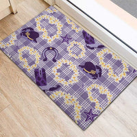 Aloha Hawaii Paniolo Lavender Palaka Rubber Doormat Coastal Rodeo LT7 - Polynesian Pride