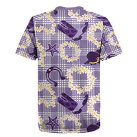Aloha Hawaii Paniolo Lavender Palaka Rugby Jersey Coastal Rodeo - Polynesian Pride