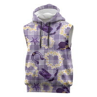 Aloha Hawaii Paniolo Lavender Palaka Sleeveless Hoodie Coastal Rodeo LT7 Lavender - Polynesian Pride