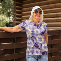 Aloha Hawaii Paniolo Lavender Palaka Women Polo Shirt Coastal Rodeo - Polynesian Pride
