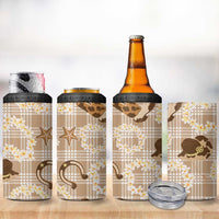 Aloha Hawaii Paniolo Khaki Palaka 4 in 1 Can Cooler Tumbler Coastal Rodeo - Polynesian Pride