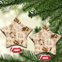 Aloha Hawaii Paniolo Khaki Palaka Ceramic Ornament Coastal Rodeo - Polynesian Pride