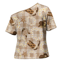 Aloha Hawaii Paniolo Khaki Palaka Cross Shoulder Shirt Coastal Rodeo LT7 - Polynesian Pride