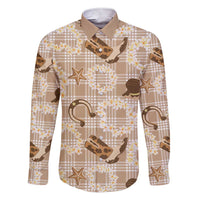 Aloha Hawaii Paniolo Khaki Palaka Family Matching Short Sleeve Bodycon Dress and Hawaiian Shirt Coastal Rodeo - Polynesian Pride