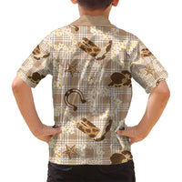 Aloha Hawaii Paniolo Khaki Palaka Family Matching Tank Maxi Dress and Hawaiian Shirt Coastal Rodeo LT7 - Polynesian Pride
