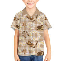 Aloha Hawaii Paniolo Khaki Palaka Family Matching Tank Maxi Dress and Hawaiian Shirt Coastal Rodeo LT7 Son's Shirt Khaki - Polynesian Pride