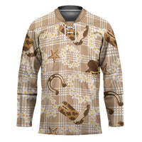 Aloha Hawaii Paniolo Khaki Palaka Hockey Jersey Coastal Rodeo LT7 Unisex Khaki - Polynesian Pride