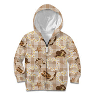 Aloha Hawaii Paniolo Khaki Palaka Kid Hoodie Coastal Rodeo - Polynesian Pride