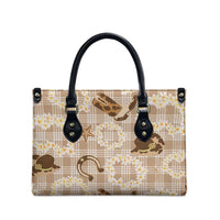 Aloha Hawaii Paniolo Khaki Palaka Leather Bag Coastal Rodeo - Polynesian Pride