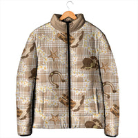 Aloha Hawaii Paniolo Khaki Palaka Padded Jacket Coastal Rodeo LT7 - Polynesian Pride