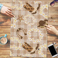 Aloha Hawaii Paniolo Khaki Palaka Puzzle Coastal Rodeo LT7 Khaki - Polynesian Pride