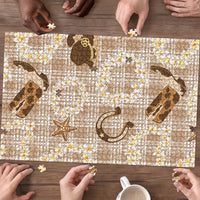 Aloha Hawaii Paniolo Khaki Palaka Puzzle Coastal Rodeo LT7 - Polynesian Pride