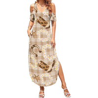Aloha Hawaii Paniolo Khaki Palaka Summer Maxi Dress Coastal Rodeo - Polynesian Pride