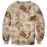 Aloha Hawaii Paniolo Khaki Palaka Sweatshirt Coastal Rodeo LT7 - Polynesian Pride
