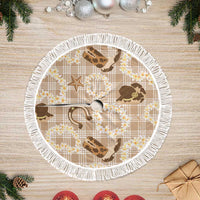 Aloha Hawaii Paniolo Khaki Palaka Tree Skirt Coastal Rodeo LT7 Fringed Khaki - Polynesian Pride