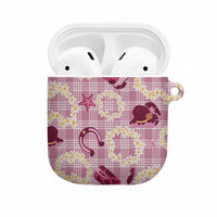 Aloha Hawaii Paniolo Lokelani Rose Palaka AirPods Case Coastal Rodeo LT7 Rose Pink - Polynesian Pride