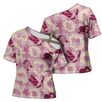 Aloha Hawaii Paniolo Lokelani Rose Palaka Cross Shoulder Shirt Coastal Rodeo LT7 - Polynesian Pride