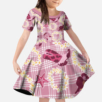 Aloha Hawaii Paniolo Lokelani Rose Palaka Family Matching Off The Shoulder Long Sleeve Dress and Hawaiian Shirt Coastal Rodeo - Polynesian Pride