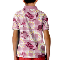 Aloha Hawaii Paniolo Lokelani Rose Palaka Kid Polo Shirt Coastal Rodeo - Polynesian Pride
