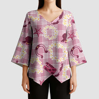 Aloha Hawaii Paniolo Lokelani Rose Palaka Kimono Sleeve Blouse Coastal Rodeo LT7 - Polynesian Pride