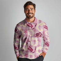 Aloha Hawaii Paniolo Lokelani Rose Palaka Long Sleeve Polo Shirt Coastal Rodeo LT7 - Polynesian Pride