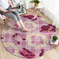 Aloha Hawaii Paniolo Lokelani Rose Palaka Round Carpet Coastal Rodeo - Polynesian Pride