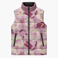 Aloha Hawaii Paniolo Lokelani Rose Palaka Sleeveless Puffer Jacket Coastal Rodeo LT7 Unisex Rose Pink - Polynesian Pride
