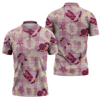 Aloha Hawaii Paniolo Lokelani Rose Palaka Zipper Polo Shirt Coastal Rodeo LT7 - Polynesian Pride