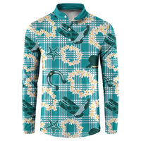 Aloha Hawaii Paniolo Teal Palaka Button Sweatshirt Coastal Rodeo LT7 Teal - Polynesian Pride