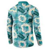 Aloha Hawaii Paniolo Teal Palaka Button Sweatshirt Coastal Rodeo LT7 - Polynesian Pride