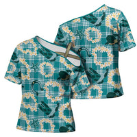 Aloha Hawaii Paniolo Teal Palaka Cross Shoulder Shirt Coastal Rodeo LT7 - Polynesian Pride
