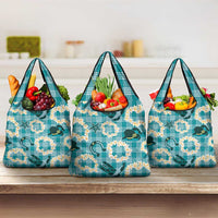 Aloha Hawaii Paniolo Teal Palaka Grocery Bag Coastal Rodeo LT7 3-pack One Size Teal - Polynesian Pride