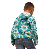 Aloha Hawaii Paniolo Teal Palaka Kid Hoodie Coastal Rodeo - Polynesian Pride