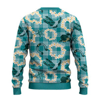 Aloha Hawaii Paniolo Teal Palaka Ugly Christmas Sweater Coastal Rodeo - Polynesian Pride
