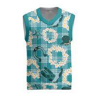 Aloha Hawaii Paniolo Teal Palaka Christmas Knitted V-Neck Vest Coastal Rodeo LT7 Teal - Polynesian Pride