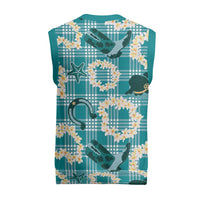 Aloha Hawaii Paniolo Teal Palaka Christmas Knitted V-Neck Vest Coastal Rodeo LT7 - Polynesian Pride