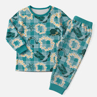 Aloha Hawaii Paniolo Teal Palaka Christmas Pajama Set Coastal Rodeo LT7 Men Teal - Polynesian Pride