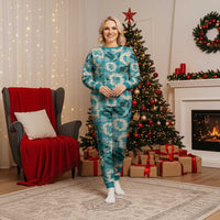 Aloha Hawaii Paniolo Teal Palaka Christmas Pajama Set Coastal Rodeo LT7 Women Teal - Polynesian Pride