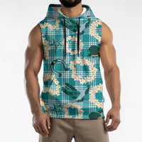 Aloha Hawaii Paniolo Teal Palaka Sleeveless Hoodie Coastal Rodeo LT7 - Polynesian Pride