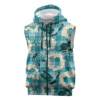 Aloha Hawaii Paniolo Teal Palaka Sleeveless Zip Hoodie Coastal Rodeo LT7 Teal - Polynesian Pride