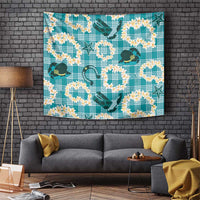 Aloha Hawaii Paniolo Teal Palaka Tapestry Coastal Rodeo - Polynesian Pride